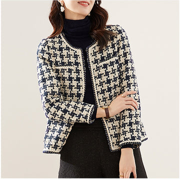 Women Houndstooth Small Fragrance Jacket